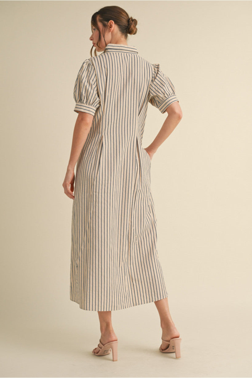 Striped Midi Dress - Natural