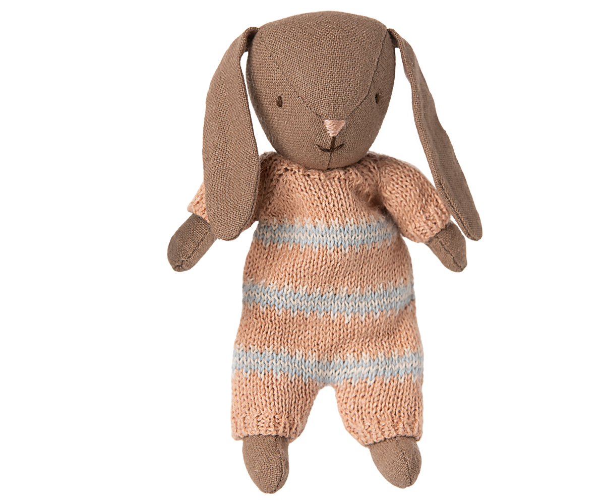 Maileg - Bunny, Micro - Brown - Dusty Rose Knitted Suit