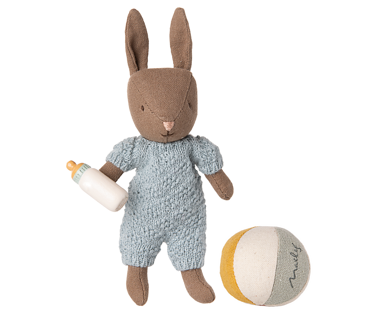 Maileg - Rabbit Set, MIcro - Brown - Blue