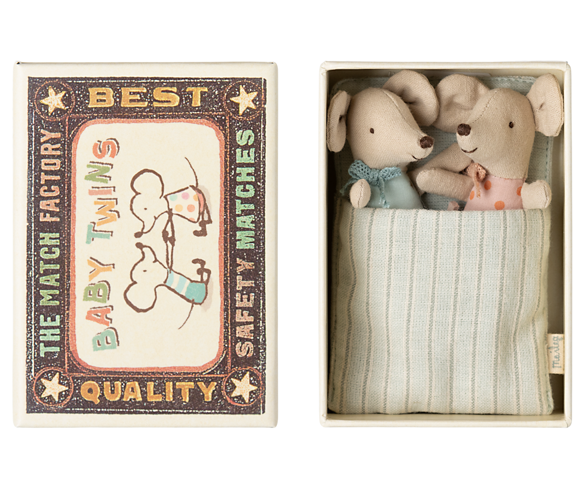 Maileg - Twins, Baby Mice In a Matchbox