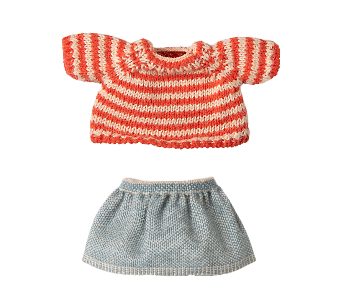Maileg - Knitted Sweater and Skirt, Big Sister Mouse