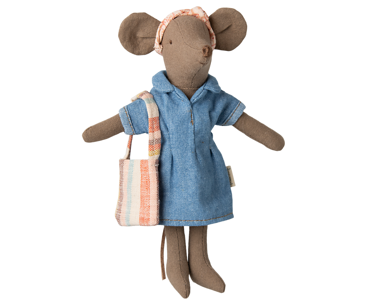 Maileg - Denim Dress and Bag - Mum Mouse