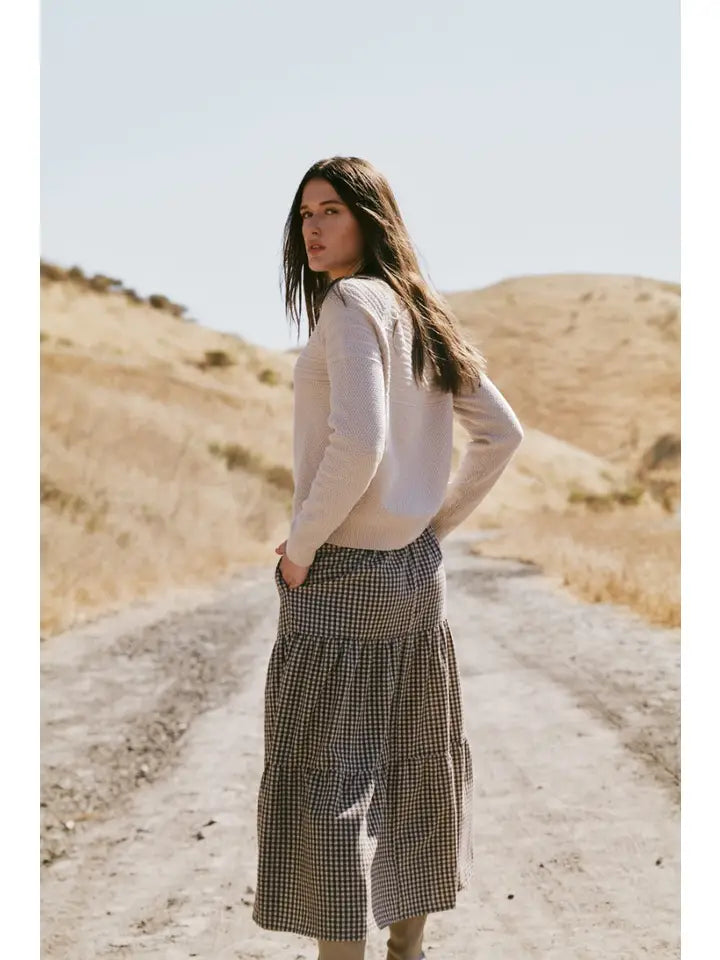 Grade + Gather - Gingham Tiered Skirt - Chestnut