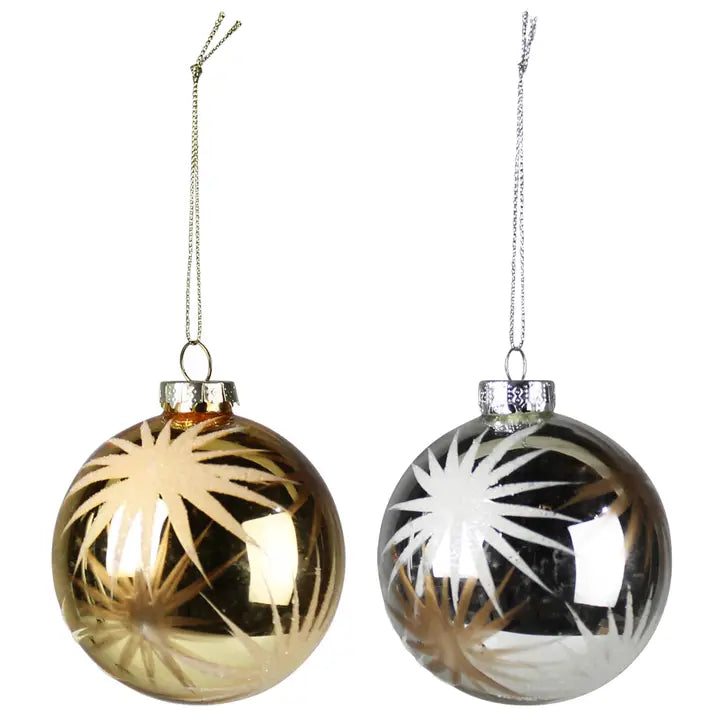 Etched Starburst Ornament, Glass