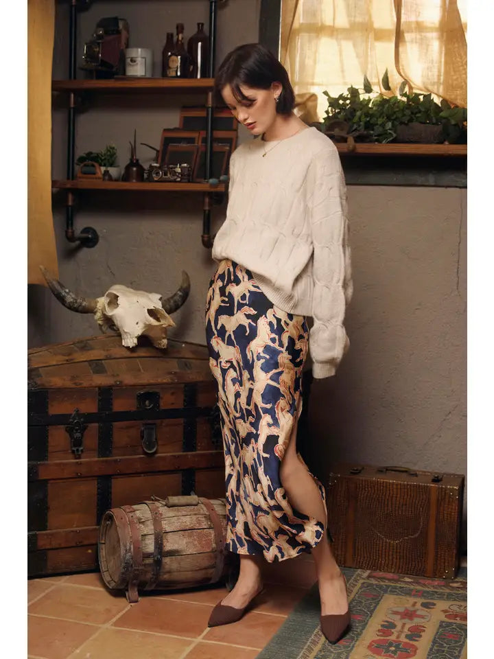 Riverbend Pull On Maxi Skirt - Western Navy