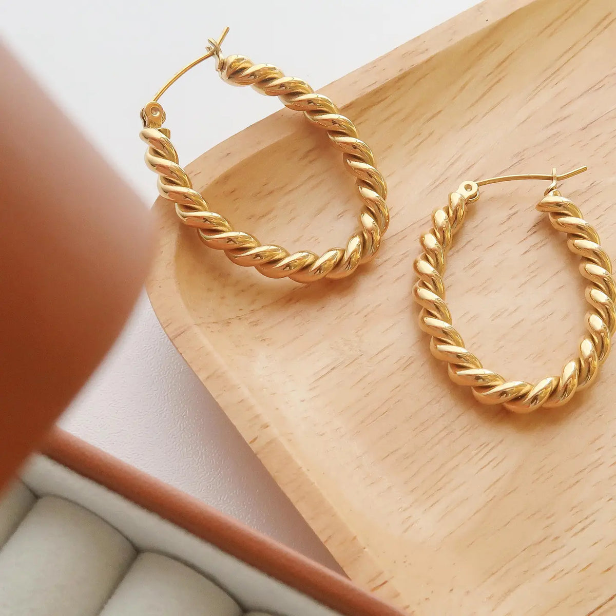 Brook Non-Tarnish Braided Hoop Earring - Gold
