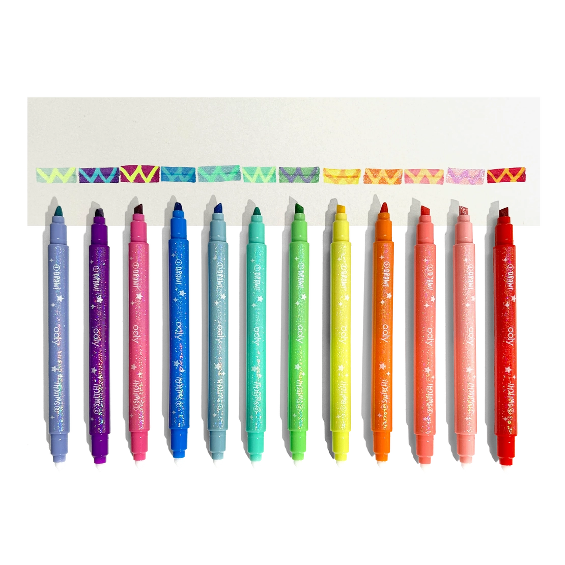 Ooly - Switch-Eroo!: Sparkle Glittery Color-Changing Markers - Set of 12