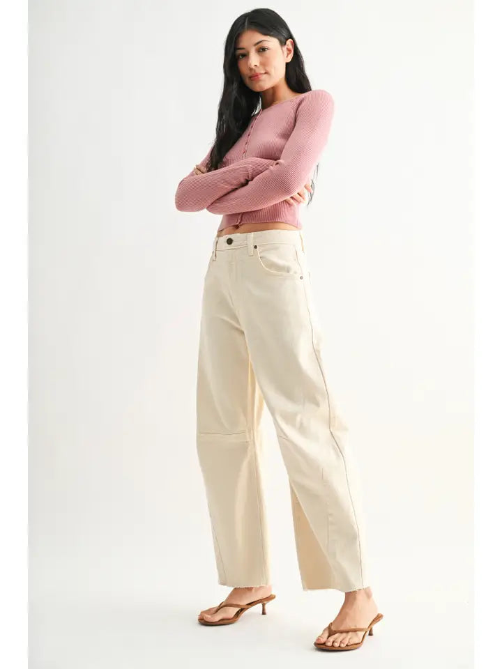 Barrel Jean with Seams - Almond
