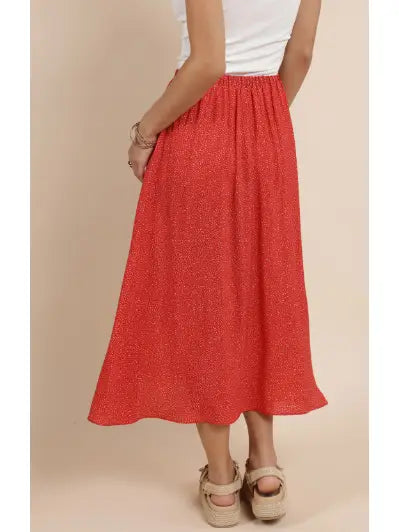 Nina Floral Midi Skirt - Red