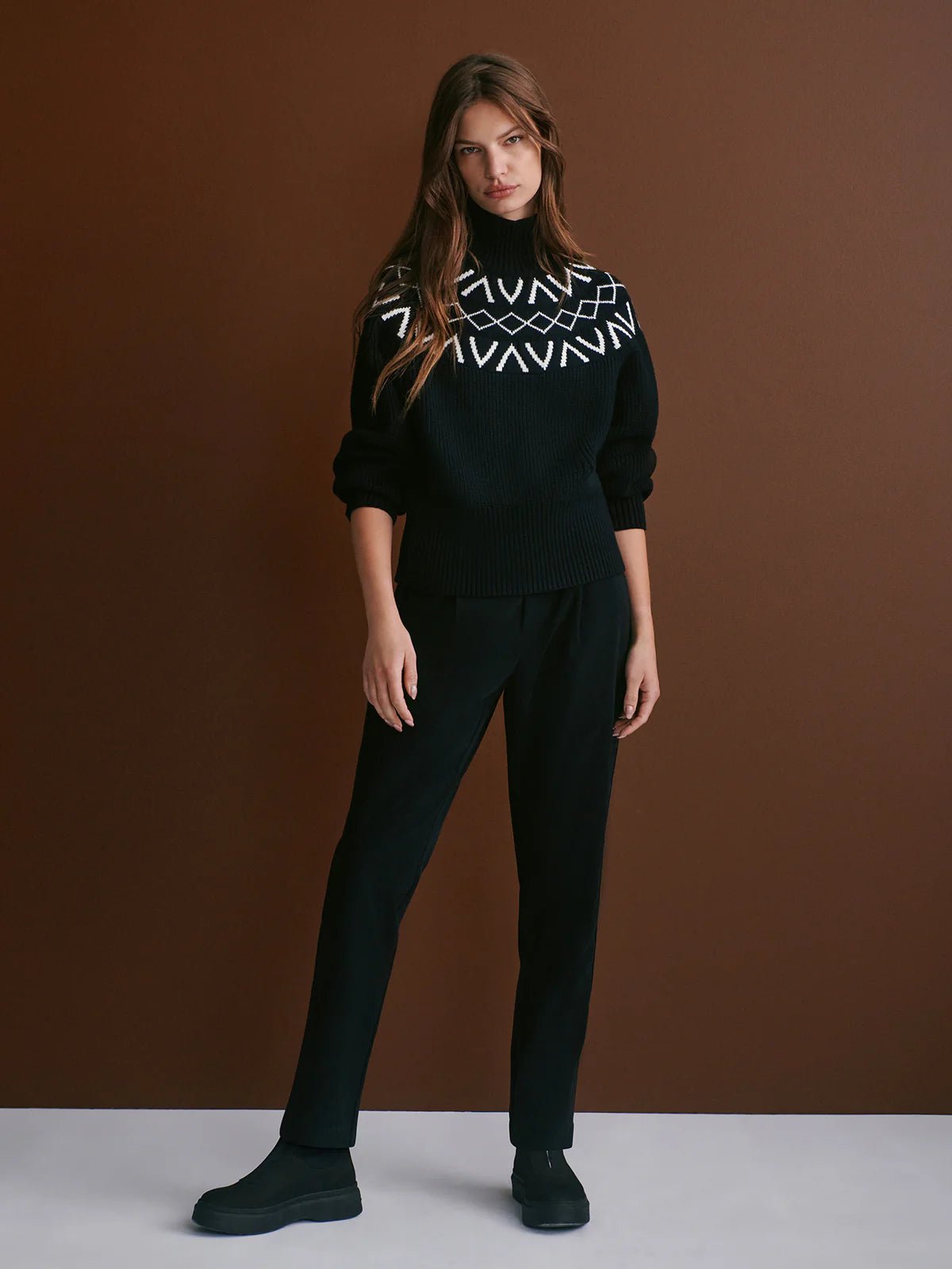 Varley - Marcie Fairisle Yoke Knit - Black