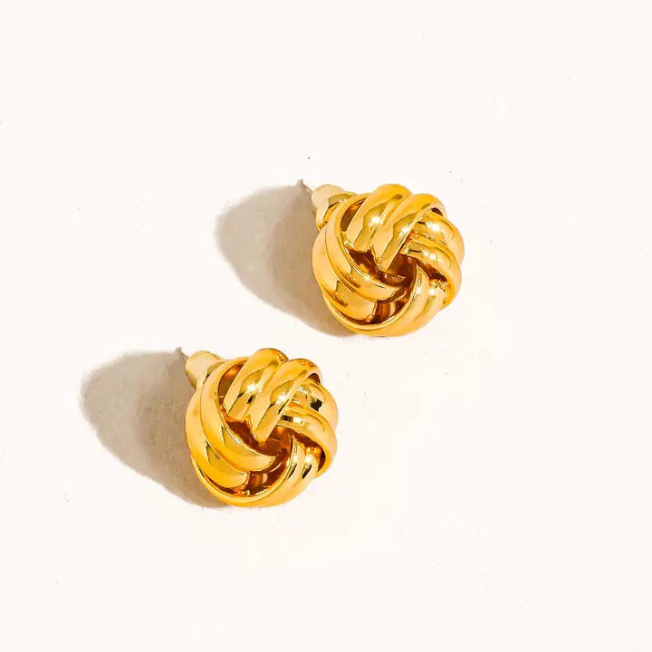 Alix 18K Gold Basket Weaved Classic Studs - Yellow Gold
