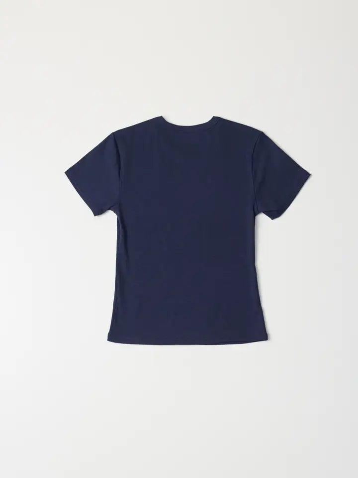 Ribbed Short Sleeve Top - Navy