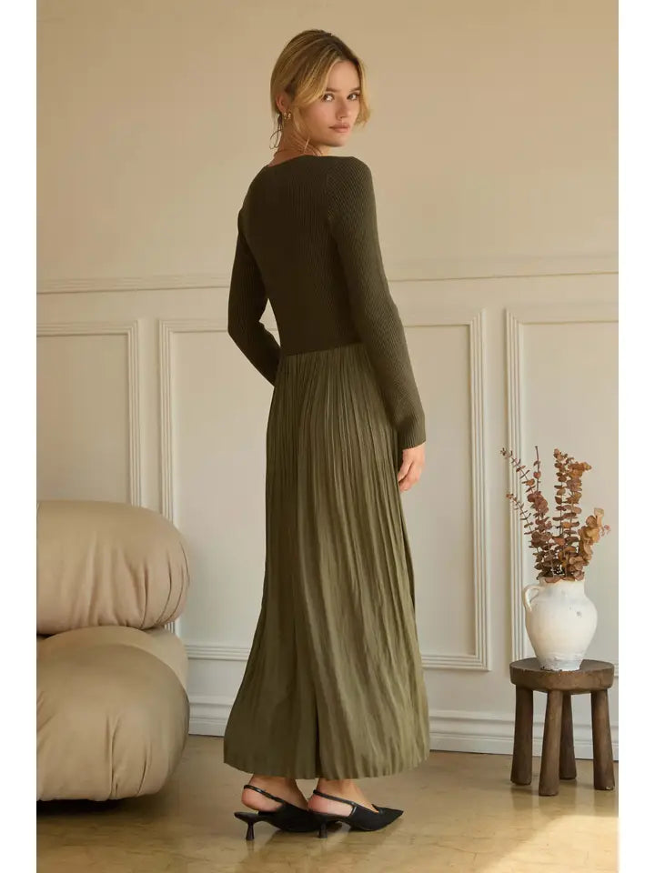 Long Sleeve Maxi Dress - Dark Olive