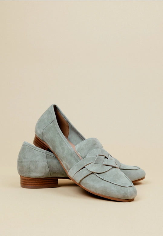 Women's Loafers - Velvety Leather - Sage