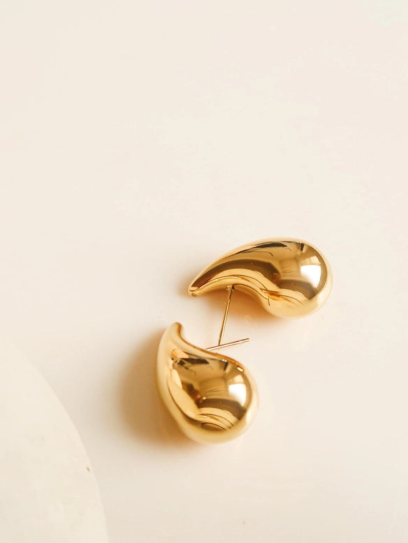 18K Large Droplet Earring - Gold