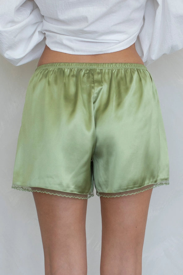 Lia Satin Shorts - Green