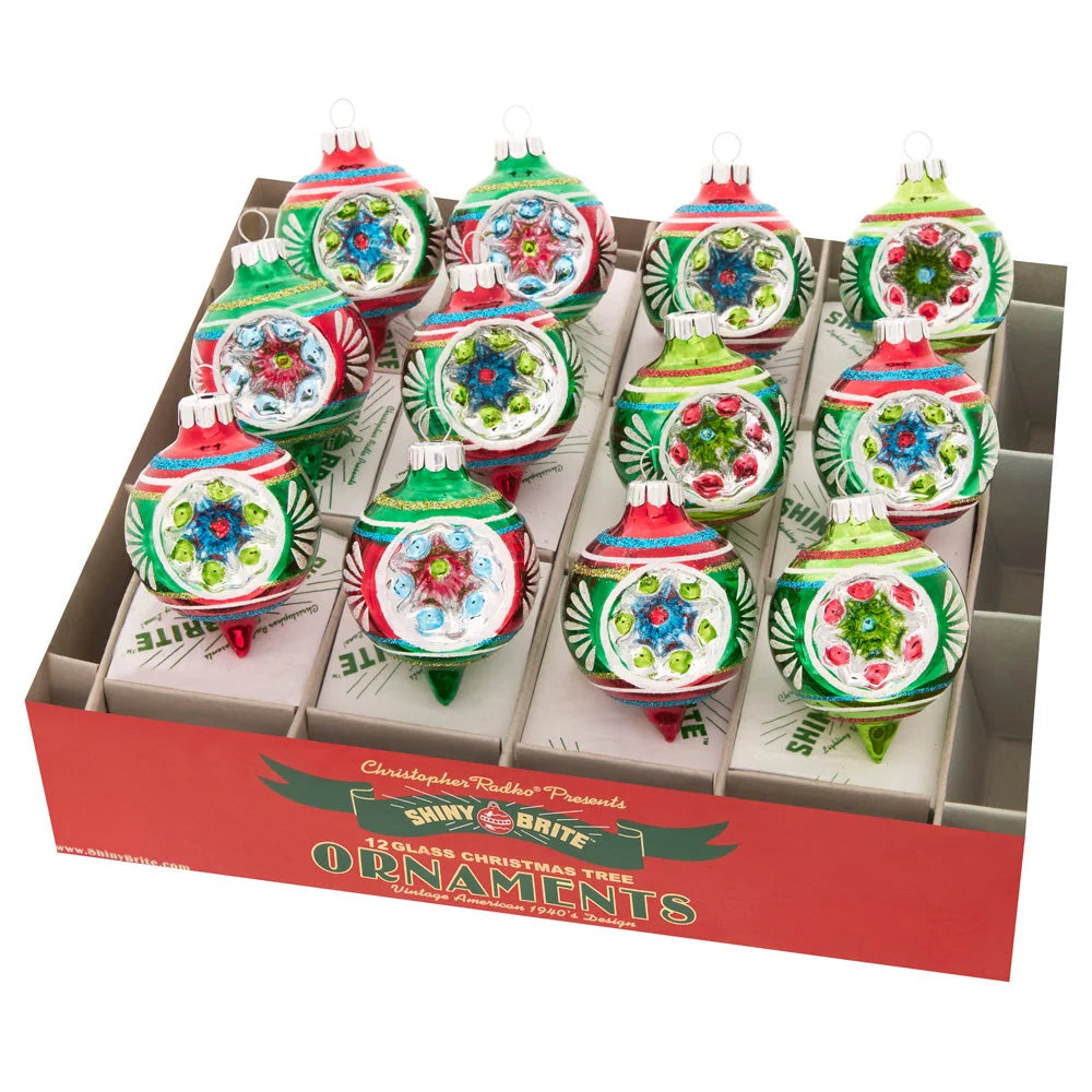 Shiny Brite - Holiday Splendor 12 Count 1.75" Decorated Reflector Rounds
