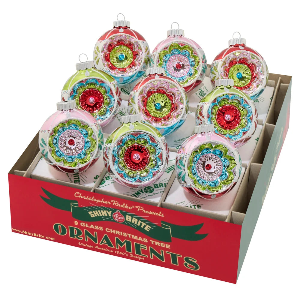 Shiny Brite - Festive Fete 9 Count 2.5" Reflector Rounds