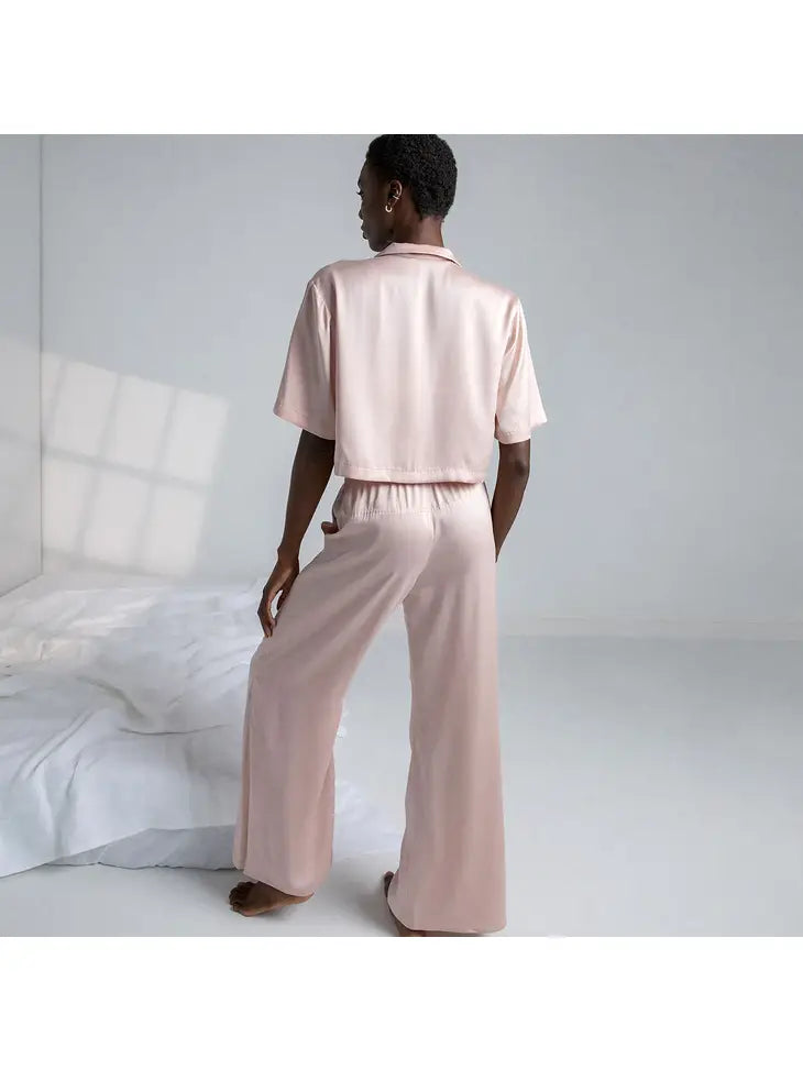 Lunya - Washable Silk High Rise Pant Set - Delicate Pink