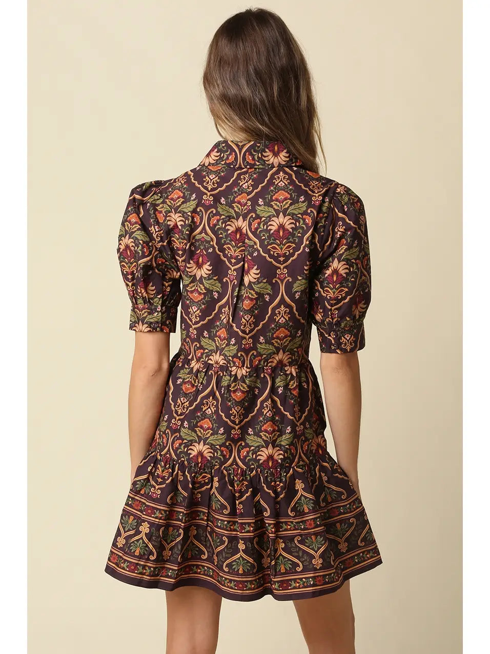 Wrap Mini Dress - Chocolate Floral