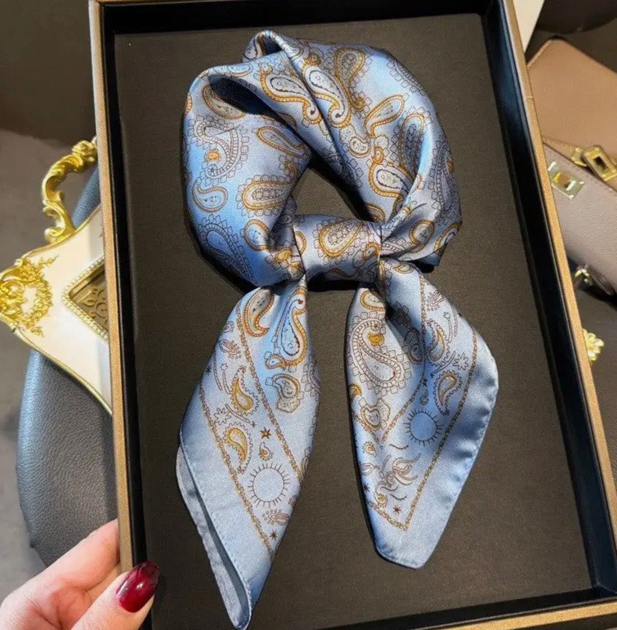 Silk Scarf - Blue