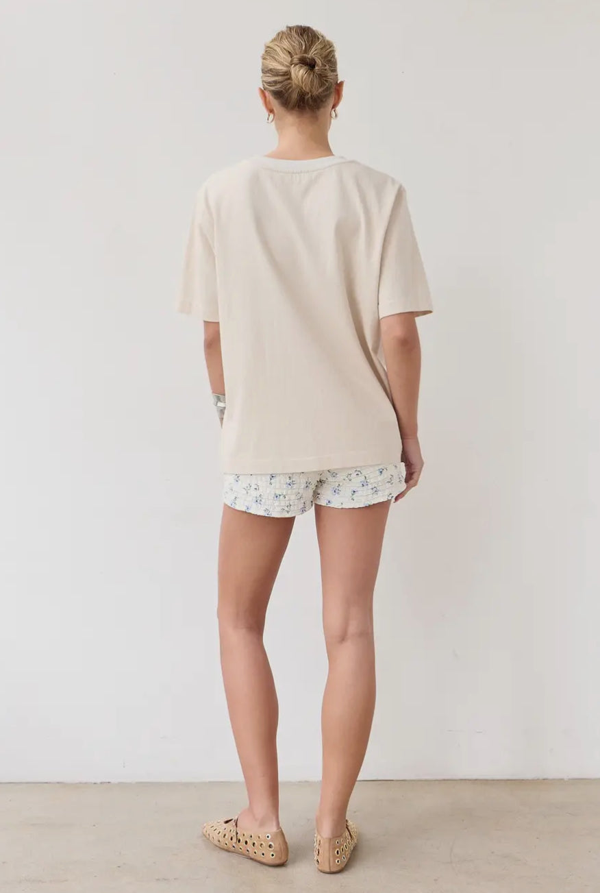 Fish Graphic Tee with Stitch - Dove