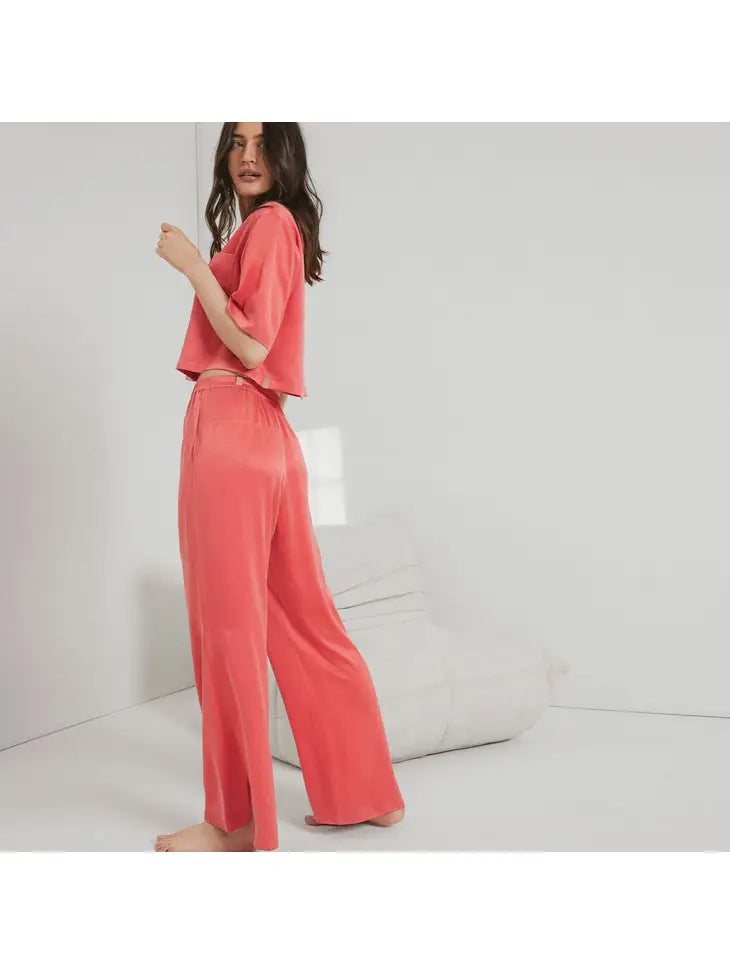 Lunya - Washable Silk High Rise Pant Set - Outro Coral