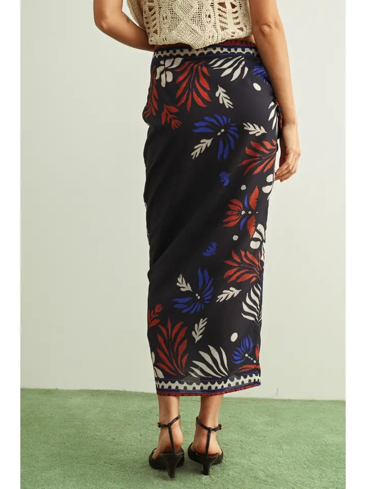 Wrap Skirt - Navy Multi
