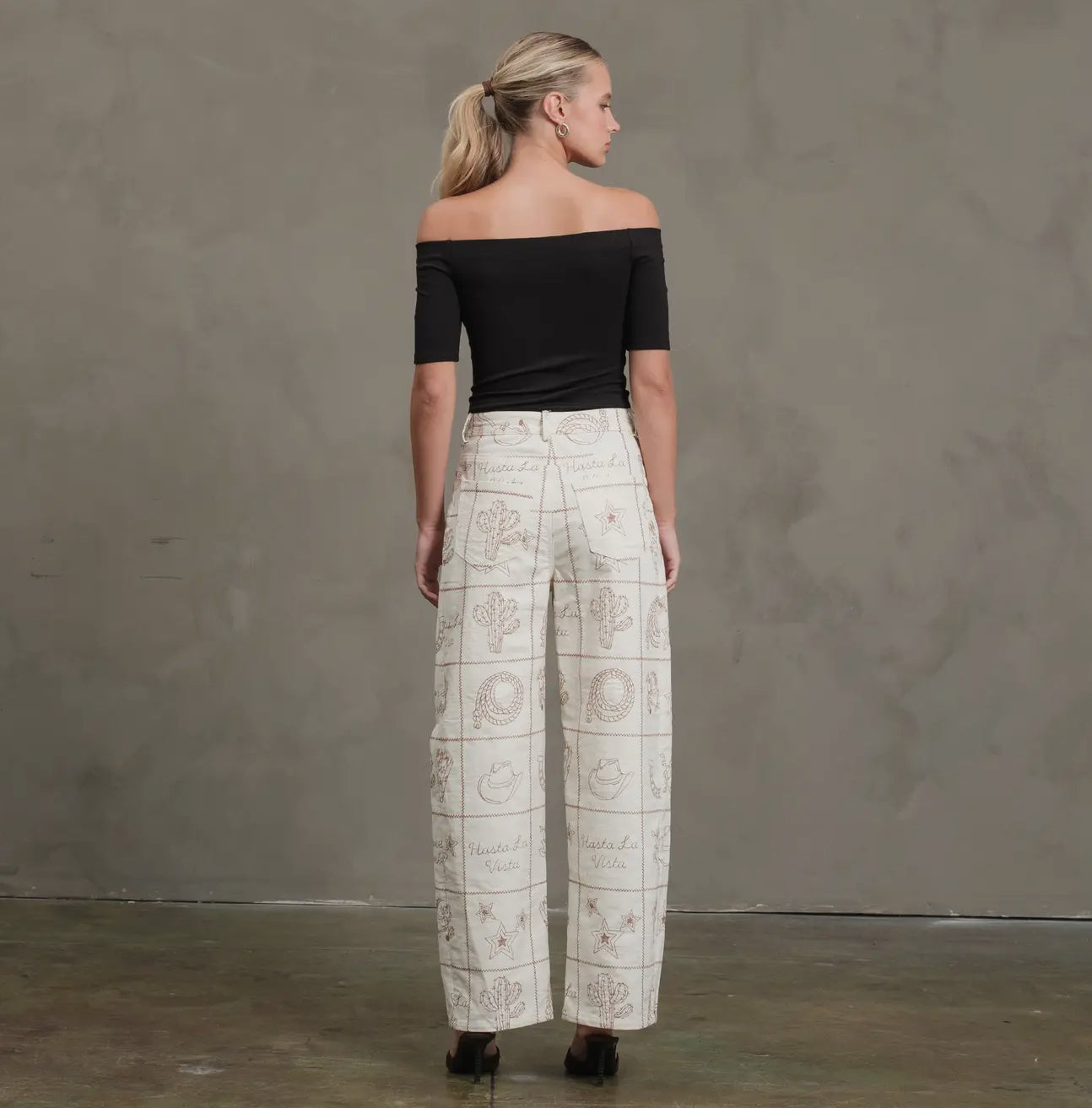 Western Embroidered Pants - Taupe