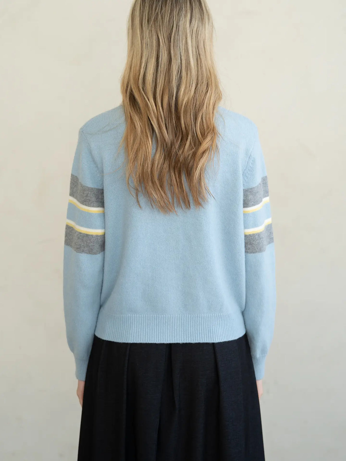 Crew Neck Cardigan - Light Blue