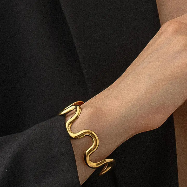 18K Non-Tarnish Wavy Statement Bracelet