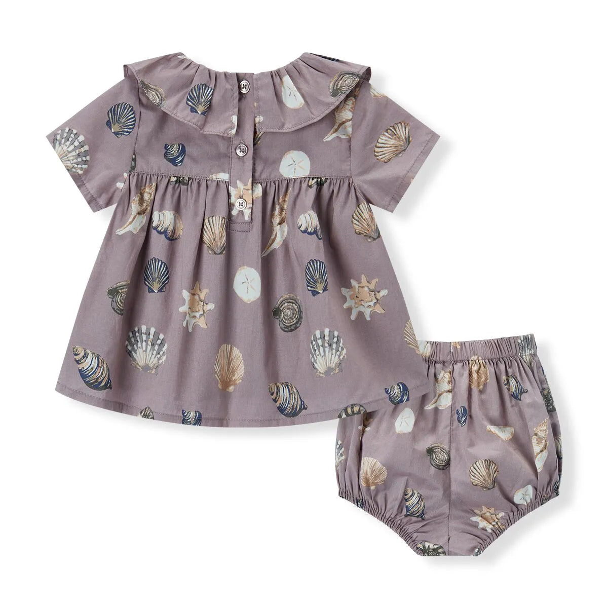 Milkbarn - Butterfly Ruffle Dress + Bloomers - Purple Seashells