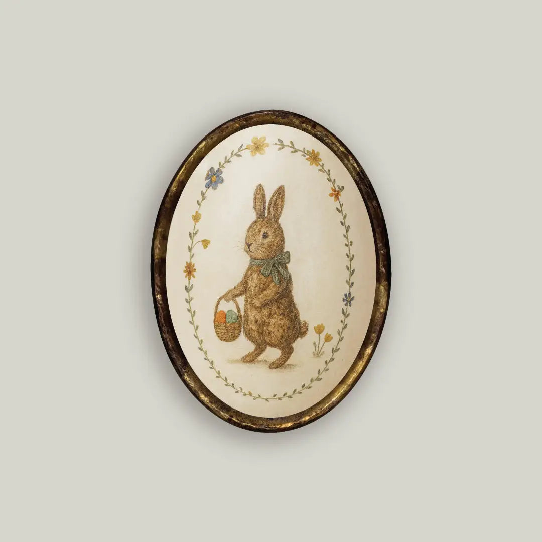 Bunny Oval Framed Art