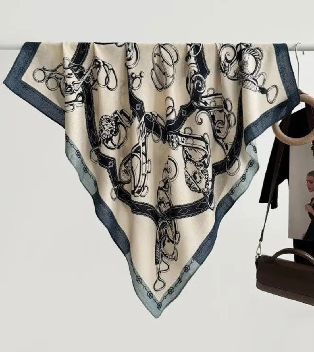 Silk Scarf - Blue & White