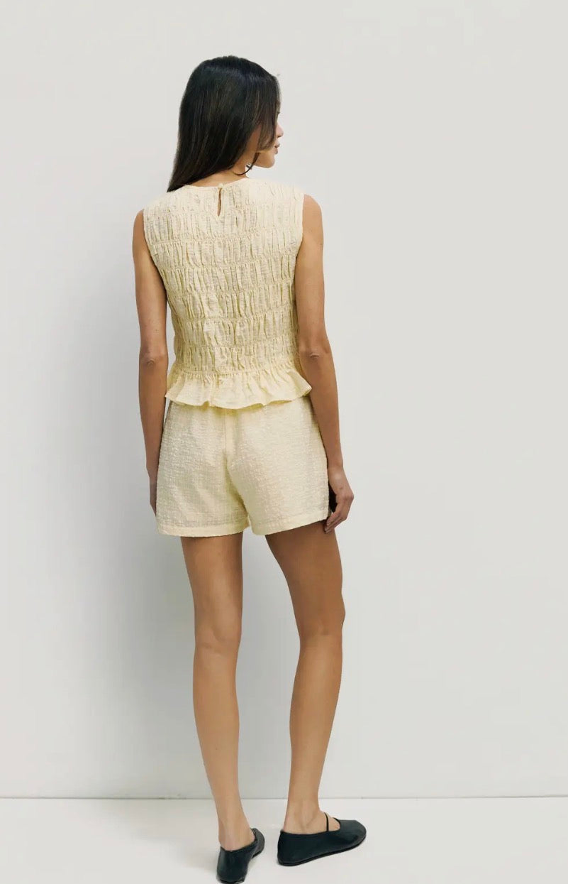 Textured Lightweight Shorts - Butter Yellow