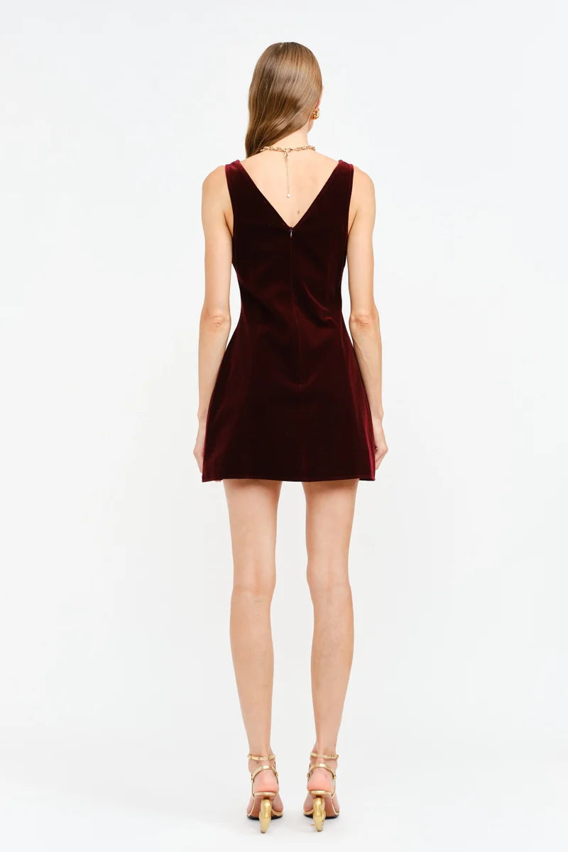 Carmine Velvet Dress - Burgundy