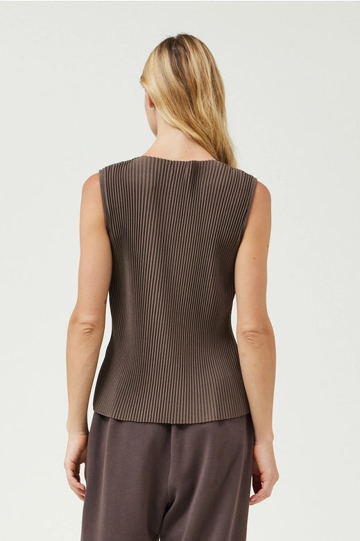 Grade + Gather - Pleated Sleeveless Top - Umber