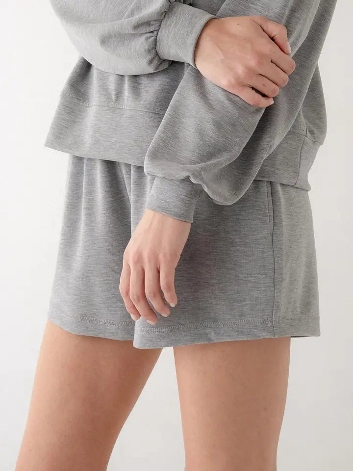 Lounge Elastic Waist Shorts - Heather Grey