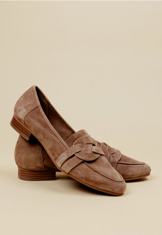 Women's Loafers - Velvety Leather - Camel