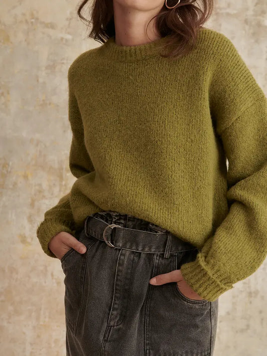 Mikado Chunky Knit Sweater - Olive