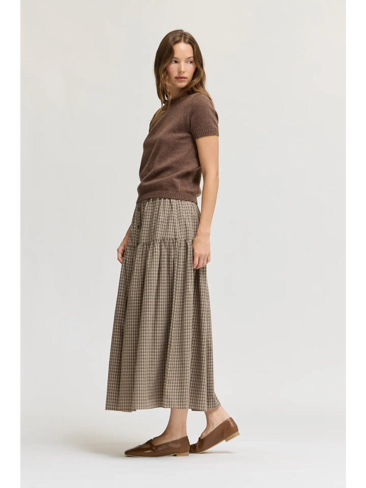 Grade + Gather - Short Sleeve Knit Top - Chocolate