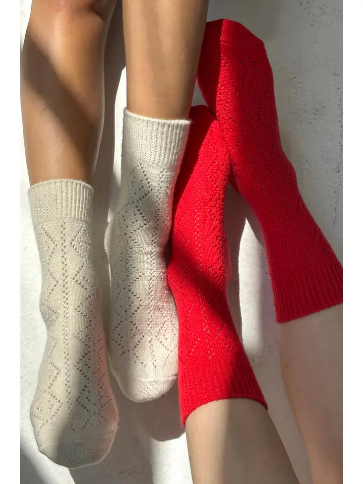 Le Bon Shoppe - Cashmere Pointelle Socks - Cream