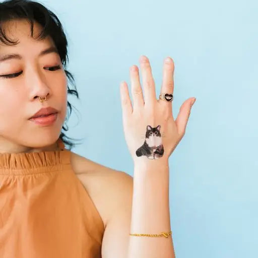 Tattly - Curious Cat Tattoo Pair