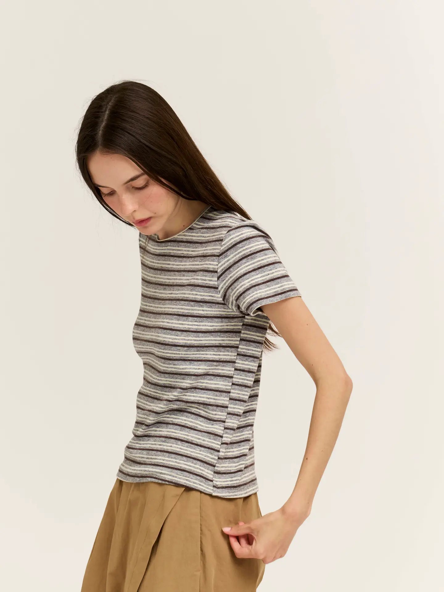 Grade + Gather - Stripe Jersey Tee - Charcoal