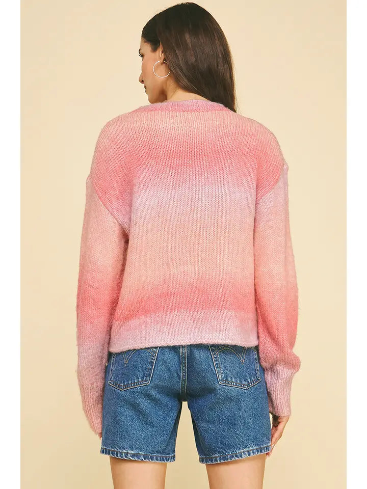 Gradient Crewneck Sweater - Pink