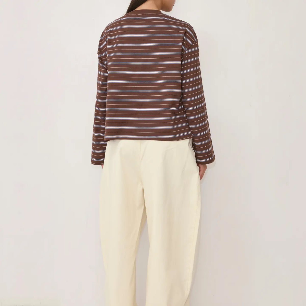 Striped Flare Long Sleeve- Brown