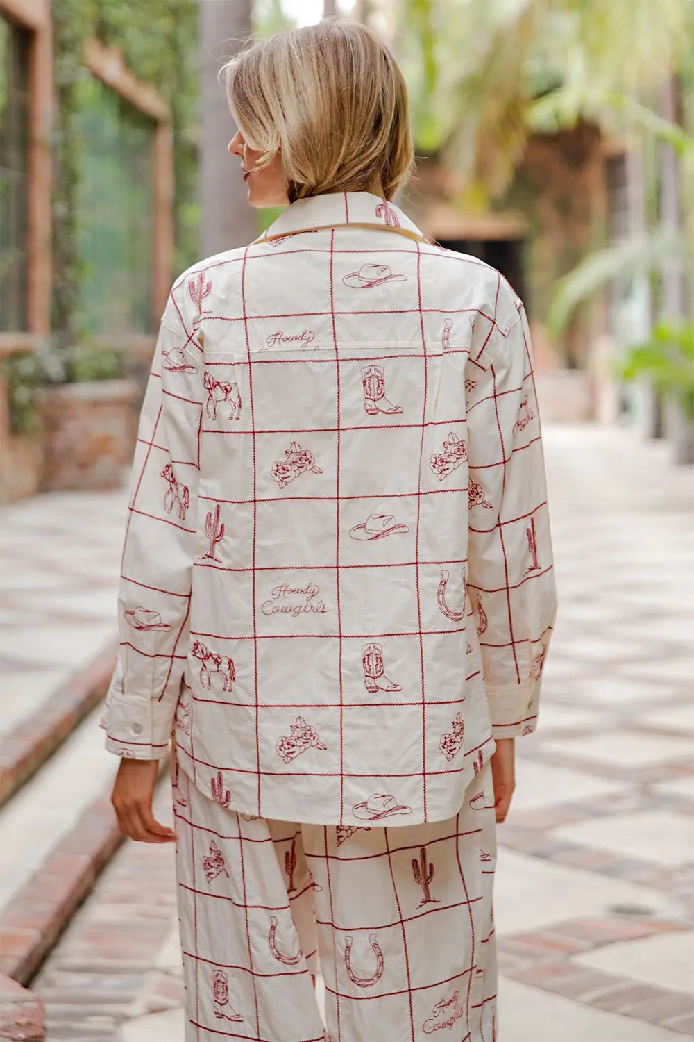 Western Flair Button Down - Cherrywood & Cream