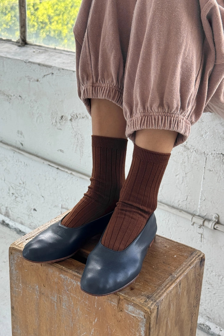 Le Bon Shoppe -Her Socks - Mercerized Combed Cotton Rib - Coffee