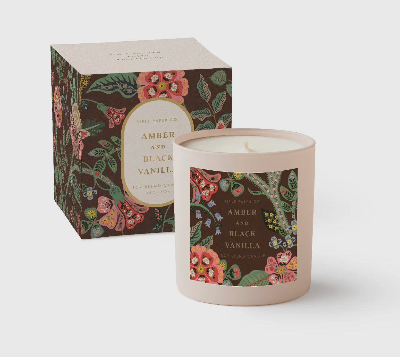 Rifle Paper Co. - Gracie Amber & Black Vanilla Candle - 9oz.