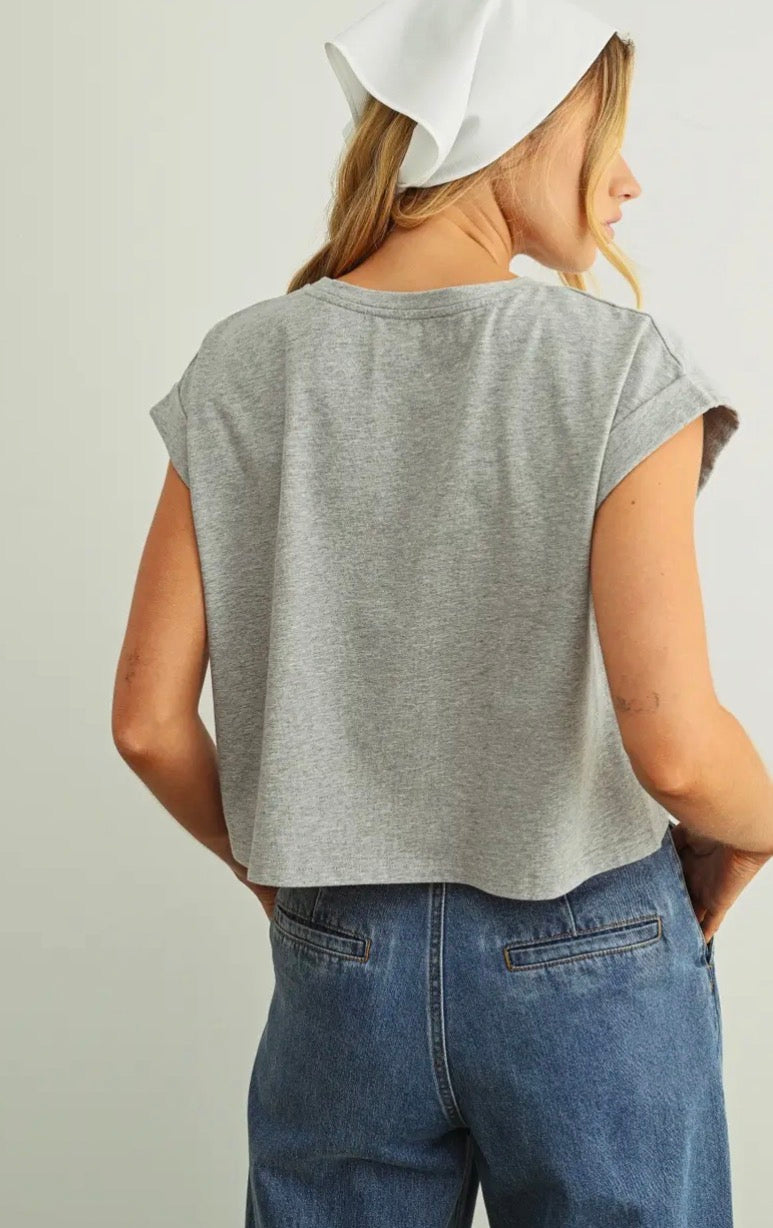 USA Floral Patchwork Tee - Ivory